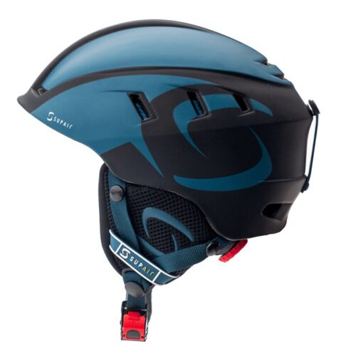 Supair Pilot Helm von der Seite in schwarz und blau