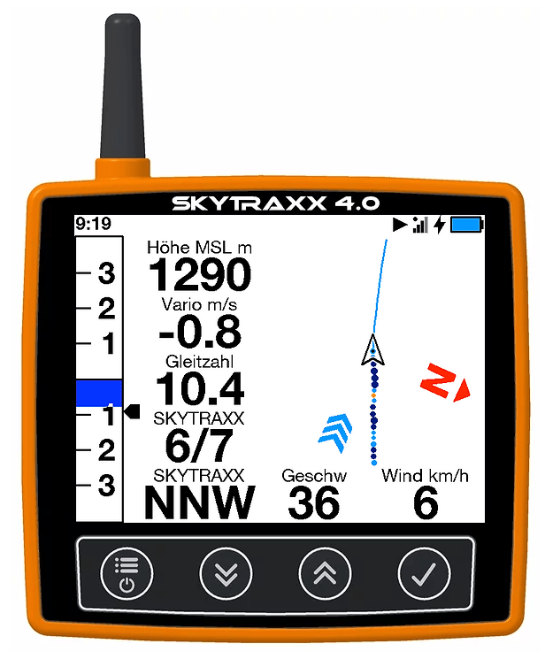 Skytraxx 4.0 Hauptbildschirm Ansicht von vorne