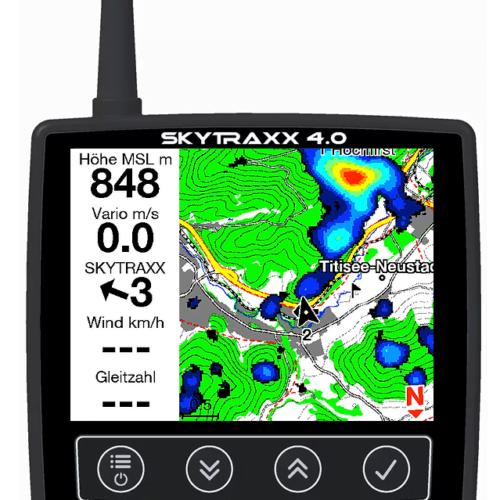 Skytraxx 4.0 Thermikansicht Gerät von vorne mit Daten
