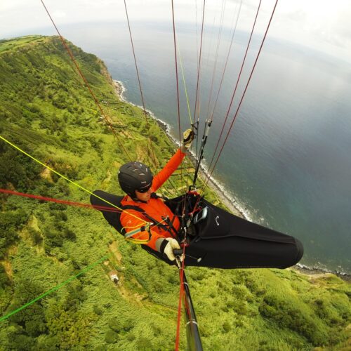Selfie beim Gleitschirmfliegen Azoren